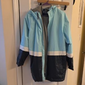 Charles River Apparel Aqua and Navy Hooded Jacket 3x